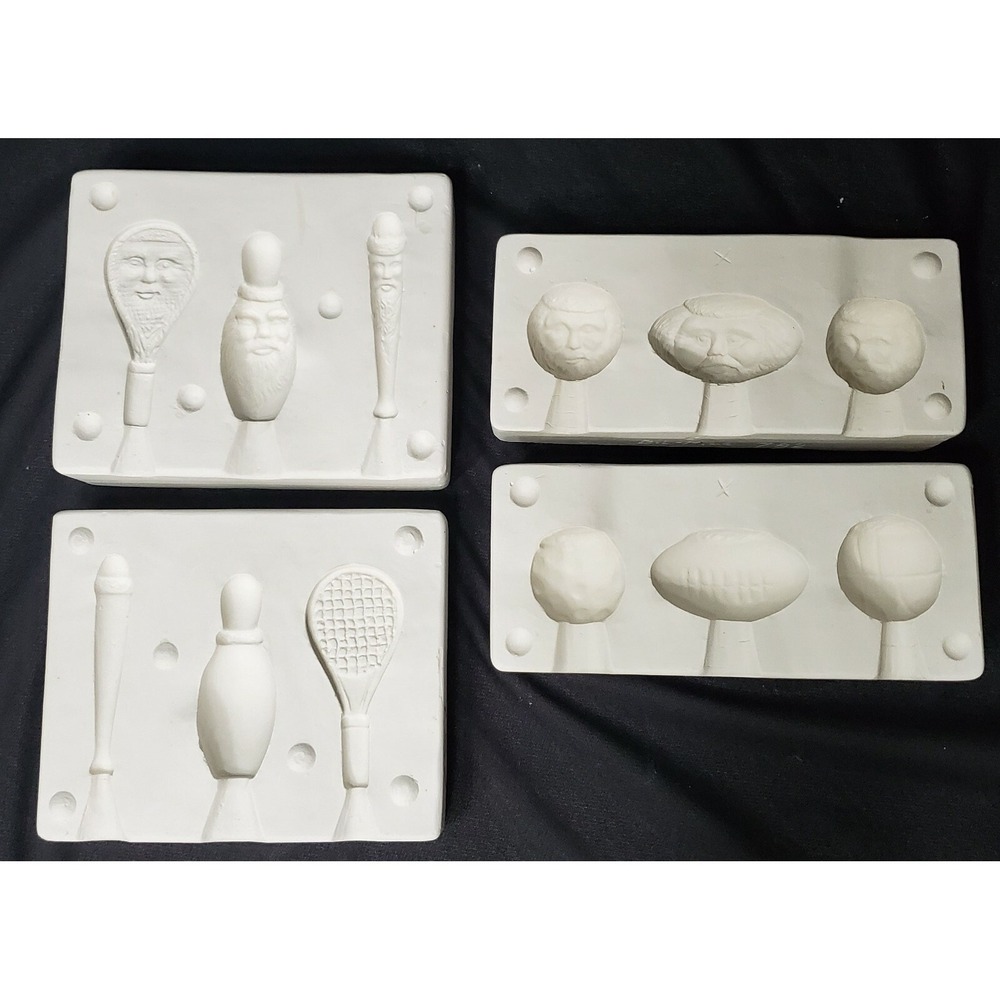 2 Vintage Christmas Sports Santas Ceramic Casting Cast Molds - Bil-Mac 781 & 782